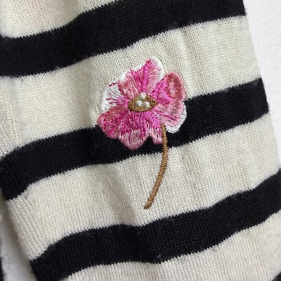 Marella Rita Sweater Womens Medium Cream Floral Embroidered Striped * - Picture 9 of 9